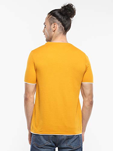 Image of Alan Jones Clothing Men's 100% Cotton Regular Fit Double Collar Round Neck T-Shirt