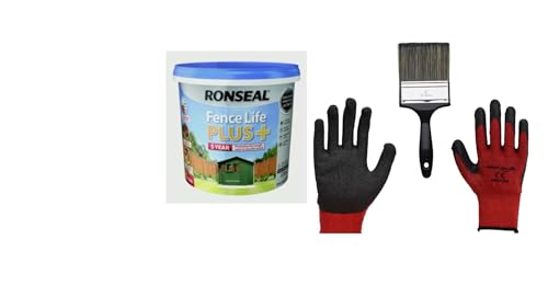 FAB INT PRODUCTS Garden Fence and Shed Paint Kit, 5 Litres Gloves and Brush Included… (Forest Green)
