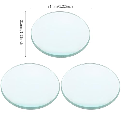 Image of 3pcs 31mm Diameter Double Convex Lens, Glass Optically Polished Concave Mirror Round Edges Double Optical Lens for Physics Experiment, Kaleidoscope,Telescope