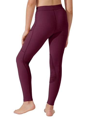 Willit Girls Horse Riding Pants Tights Kids Equestrian Breeches Knee-Patch Youth Schooling Tights Zipper Pockets