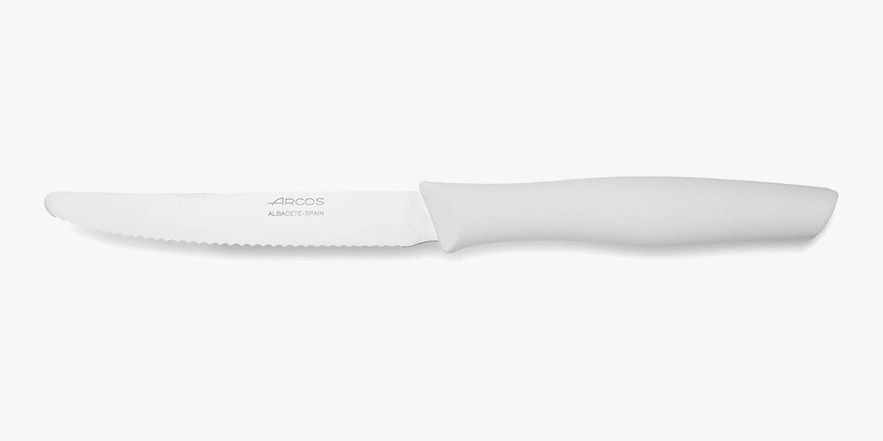 Arcos Cuchillo de Mesa Serrado - Hoja de Acero Inoxidable Nitrum 110 mm - Mango de Polipropileno Resistente y Cómodo - Serie Nova
