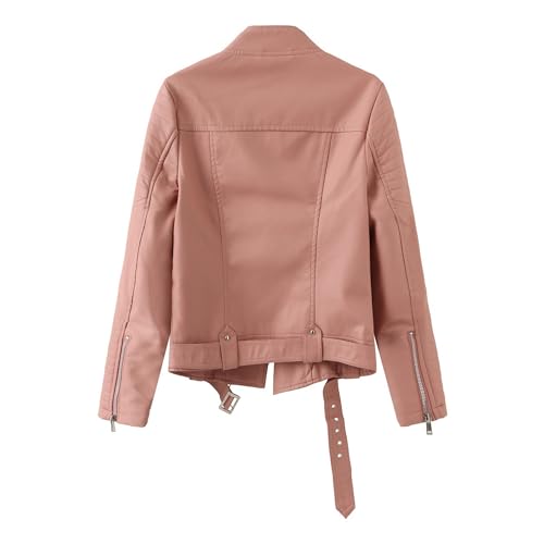 Manteau léger similicuir rose haut de gamme avec finitions ceinturées 3XL - 4