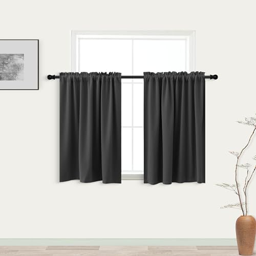 KOUFALL Small Window Blinds for Bathroom Kitchen,Blackout Keep Heat Black Out Window Coverings Heat Blocking Curtains for Bedroom,18 x 24 Inch Length Dark Gray