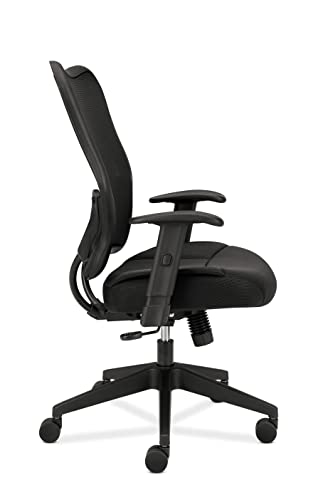 Hon Wave Office Chair High Back Mesh Ergonomic Computer Desk Chair - Adjustable Arms & Pneumatic Seat Height, Synchro-Tilt Tension Lock Recline, Comfortable Cushion, 360 Swivel Rolling Wheels - Black #TOP5