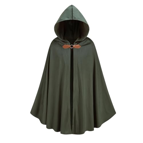 Colorful House Adult Renaissance Cloak Gothic Witch Cape with Hooded Medieval Halloween Capes(Green 39)