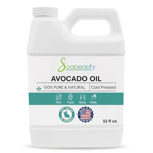 Soapeauty Avocado Oil for Skin & Hair - Cold Pressed - 100% Pure & Natural - Carrier Oil for Essential Oils - Massage Oil - 32 fl oz