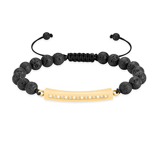Image of memorial jewelry Classic Crystal Urn Bracelet Lava Stone 316L Stainless Steel Cremation Bangle Keepsake Urn Bracelet for Ashes