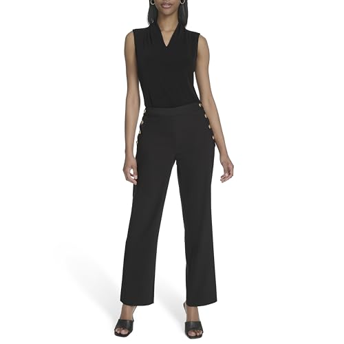 H HALSTON Women's Straight Leg Hidden Closure Office Workwear Pant2