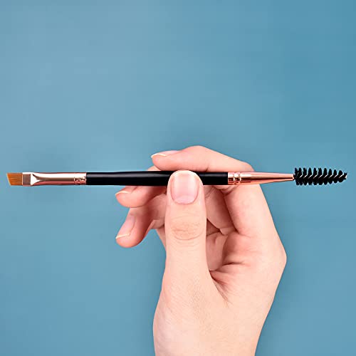 Duo Eyebrow Brush, Spoolie Brush And Angled Brow Brush Eyelash Brush For Eye Makeup. (5Pcs, Black) #TOP6