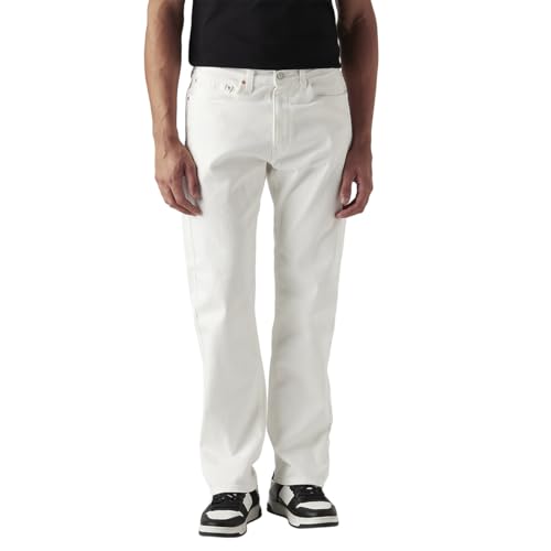 Image of Levi's Men's 505 White Straight Fit Mid Rise Jeans