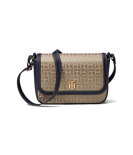 Tommy Hilfiger Liv II Flap Crossbody Square Monogram Jacquard Khaki Tonal One Size