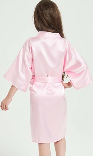 Kids Girl's Silky Satin Kimono Robe for Spa Wedding Birthday Party Child Children's Gifts3