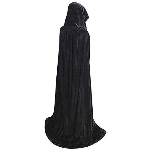 MAKFORT Cape à Capuche Vampire Unisexe Costume Halloween en Velours De Luxe - Manteau pour la Fête (Noir, L)