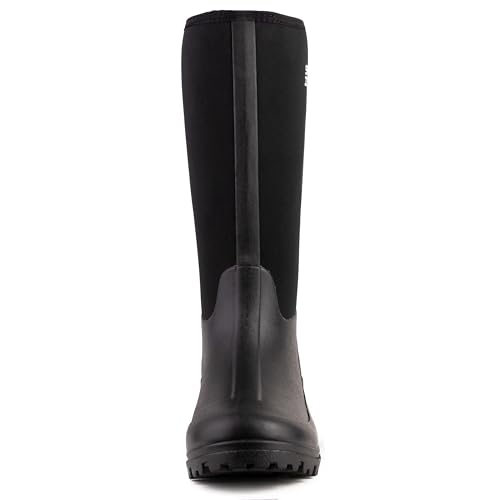 Savage Island Damen Neopren-isolierte Gummistiefel Warm Gefüttert Vollständig Kniehoch Wasserdichte Gummistiefel, Schwarz , 40 EU