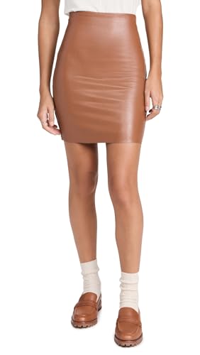 commando Women's Faux Leather Mini Skort, Cocoa, Tan, L