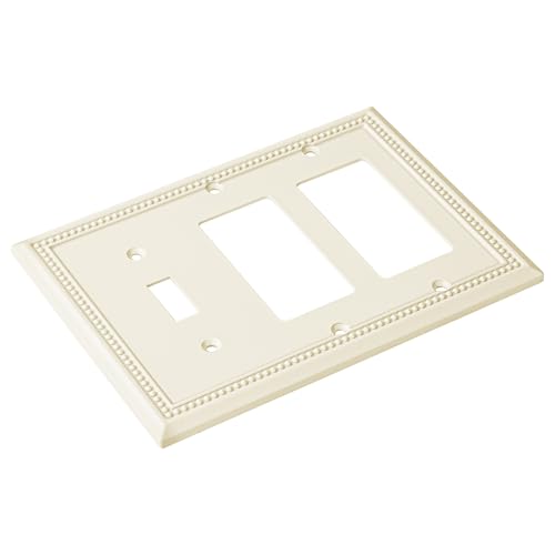 Image of Henne Bery Sunken Pearls Heavy Duty Decorative Wall Plate Switch Plate Outlet Cover (Single Toggle /Double Decorator, Light Almond)