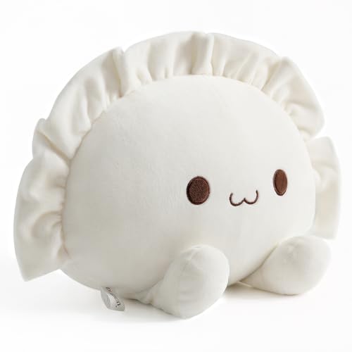 Ditucu Cute Pierogi Pillow Dumpling Plush Funny Food Soup Stuffed Animal Plushies Toys Soft Hugging Gifts for Kids White 8 inch