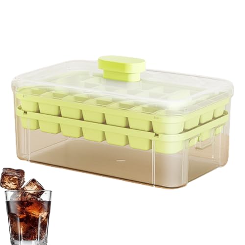 Teksome Bandeja para fabricantes de hielo, bandejas para fabricantes de hielo para el congelador - Bandeja de hielo de doble capa con contenedor y primicia,Contenedor de silicona de grado alimenticio