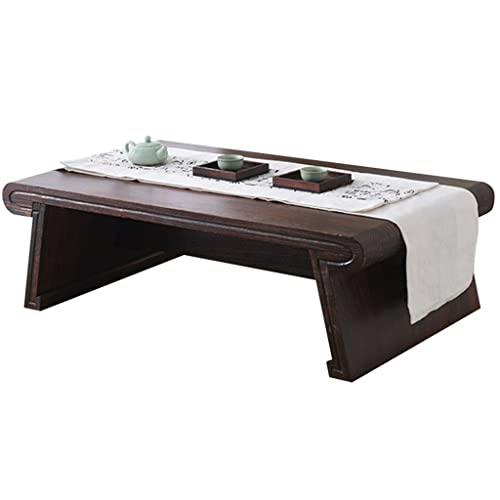Table basse japonaise rétro de salon, meuble de thé en bois élégant style zen 80cm