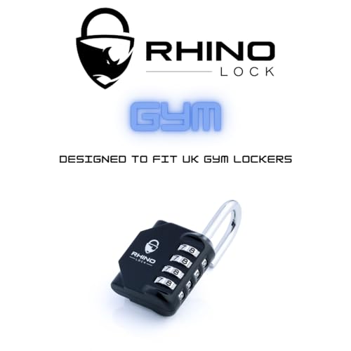 Rhino Lock Secure Lock (6mm Gym Edition) - Black 4 Digit Combination Padlock for Gym School & Work Lockers (Black - Gym Edition) - Image 2