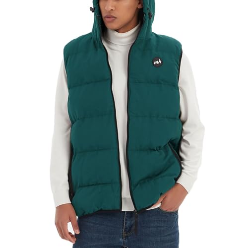 Image of Mywu Mens Puffer Vest with Hood Winter Outdoor Quilted Sleeveless Jacket