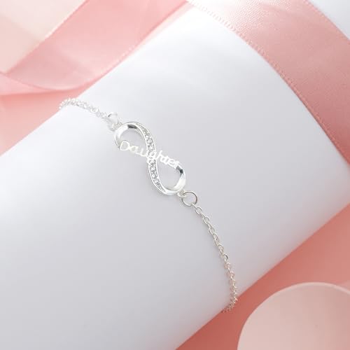 Image of Infinity Heart Bracelets for Daughter Mom Sister Grandma Lovers White Gold Plated Diamond Adjustable Bracelets Best Birthday Mother's day Graduation Gifts