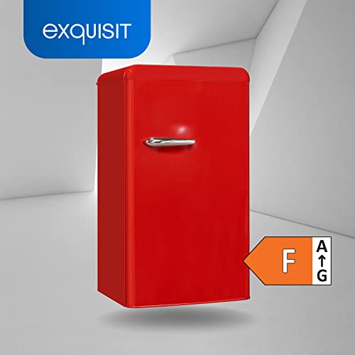 Exquisit Retrokoelkast RKS100-V-H-160F rood | staand apparaat | 94 l volume | rood | retro | deurplanken en glazen planken | koelen | LED-licht | vrijstaand - Afbeelding 3