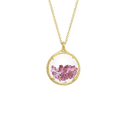 Catherine Weitzman Birthstone Shaker Floating Crystal Stone Necklace (October Pink Tourmaline)
