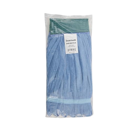 Image of Boardwalk BWKMWTMBCT Microfiber Looped-End Wet Mop Heads, Medium, Blue (Carton of 12)