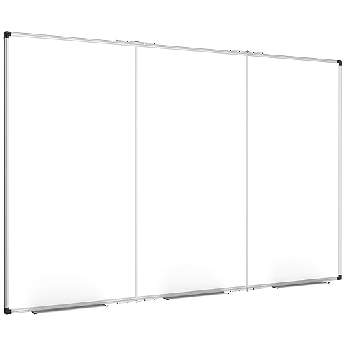 Image of XBoard Extra Large Magnetic Whiteboard 118 x 48 Inch, 10' x 4' Oversized Foldable Dry Erase White Board for Wall with Marker Tray | Aluminum Frame