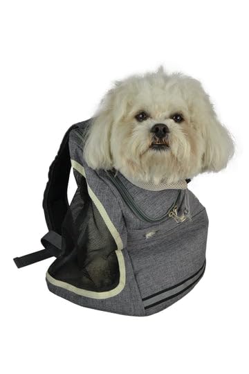 Soft Dog Carrier with Mesh Windows and Padded Backpack Straps Small Dog or Animal in Grey