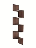 EWEI'S HomeWares 5 Tier Large Corner Wall Mount Shelf,New Walnut