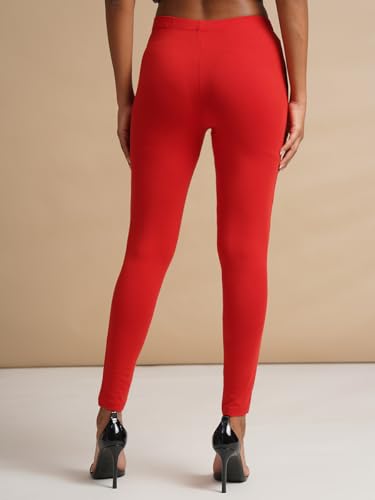Image of ONE SKY Women Full Length Leggings | Cotton Modal Spandex Blend | High Waist Stretchable & Bio-Washed Fabric | Colour-Lock Technology | Comfortable Leggings for Women