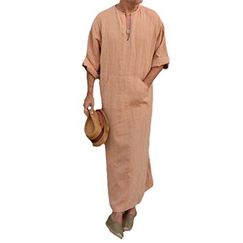 Jubba Thobe traditionnel islamique pour homme caftan arabe de Dubaï orange XL