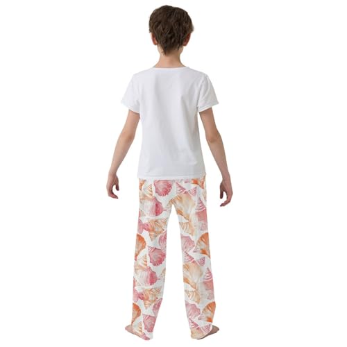 Boys' Pants Coral Seashell Pink Orange Long Bottoms Jogger Pants Elastic Waist Trousers with Pockets S-XL3