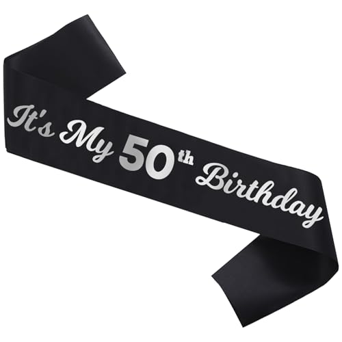 It’s My 50th Birthday Sash happy 50th Birthday Party Decorations funny 50th Accessories for Man and Women Black and Silver