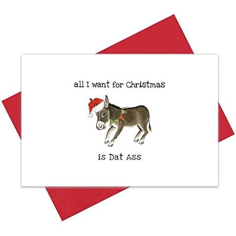 All I Want for Christmas Is Dat Ass Card for Husband, Funny Pun Christmas Card, Cute Xmas Greeting Card Cover