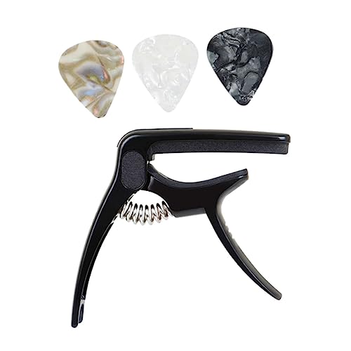 Kisangel 1set Guitar Capo with Plectrum Multi Function Metal Sandhi Clip for Electric Acoustic Guitars Durable Lightweight Design for Beginners Experienced Players