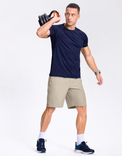 Image of GGJ Men's Lightweight Athletic Shorts with 2 Zipper Pockets 7 inch /9 inch /5 inch Gym Workout Running Quick Dry Tennis Shorts for Men
