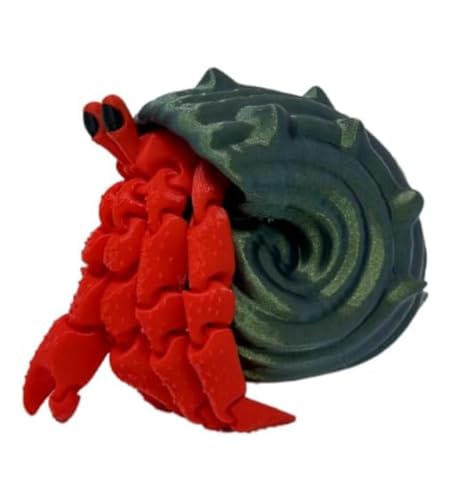 Articulated Hermit Crab Fidget Toy | Flexible Toy or Unique Display 3D Printed | Made in USA (Hermit Crab, Large)