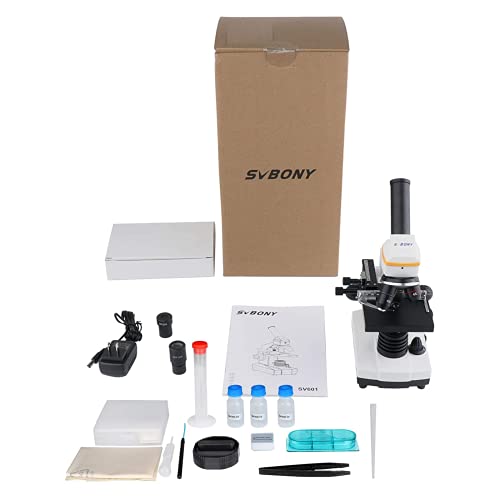 Svbony Sv601 Microscope For Kids Beginners Children Students 40X-1600X, Microscope Kit With15 Slides, 18 Cover Glass, 2X Barlow Lens, Science Experiment Kits For School Education Home Laboratory #TOP6