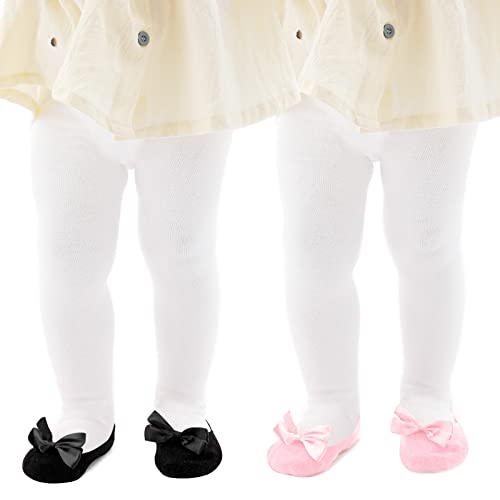 Image of Mini angel Baby Tights Non Slip Baby Girl Tights Plain/Shoe-Look Leggings Seamless Pantyhose Warm Cotton Leggings Non-Skid
