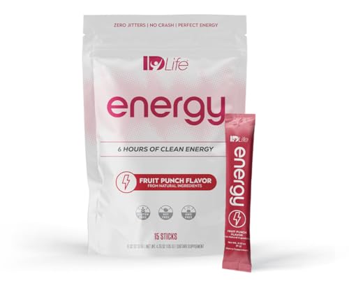 Image of IDLife Energy - Fruit Punch - Sustained Energy Boost with Powder, Healthy Drink for Work, Gym & Daily Use, No Jitters or Crash - 15 Sticks per Bag