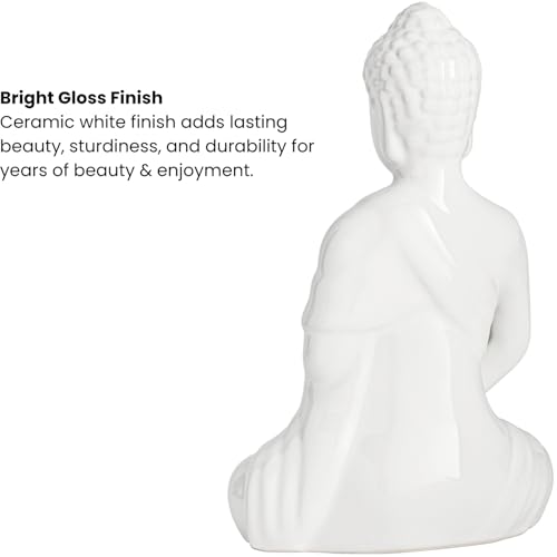 Estatua de Buda Cerámica Blanca Torre & Tagus 8 pulg miniatura 4