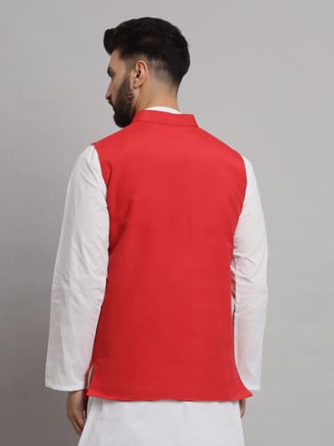 Image of LATEST CHIKAN Men's Traditional Cotton Solid Nehru Jacket /Waistcoat