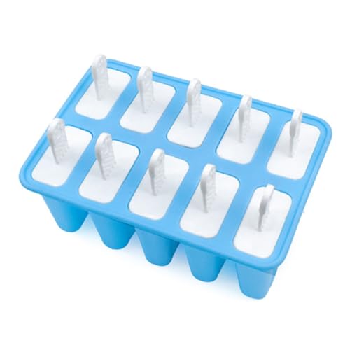 Yarryuter Moldes para Paletas (10 Unidades), Sin Silicona, Fáciles de Desmoldar, 10 Palitos, Color Azul