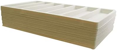 N'icePackaging Bandeja de almacenamiento flocada con 7 ranuras, color marfil, para joyería y organización de mercancías, 6 unidades