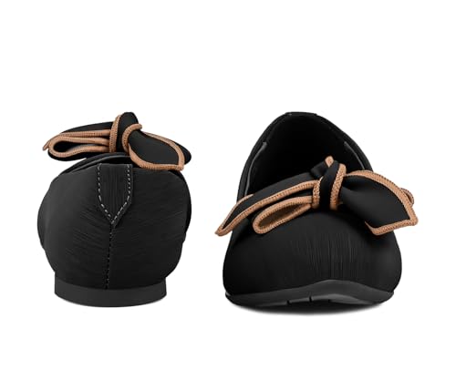Image of LOUIS STITCH Women's Elegant Bow Ballerina Flats | Premium Closed-Toe Flat Sandals| Comfort Ballerina for Office & Everyday Style| LS-LDCF-012