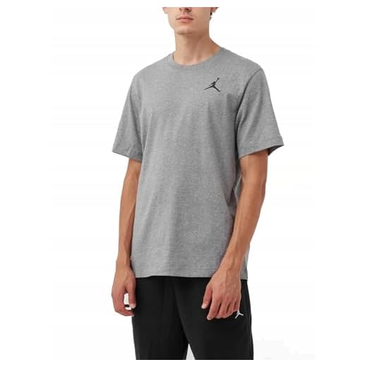 NIKE M J Jumpman EMB SS Crew T-Shirt, Carbon Heather/Black, L para Hombre