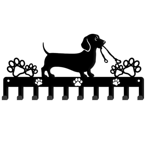 SUPERDANT Porte Clef Mural Teckel Porte Clés pour Chien Porte Clé Mural avec Empreinte de Patte Porte Clés avec 10 crochet Porte Clés Décoratif Crochets Muraux Accroche Clef Mural